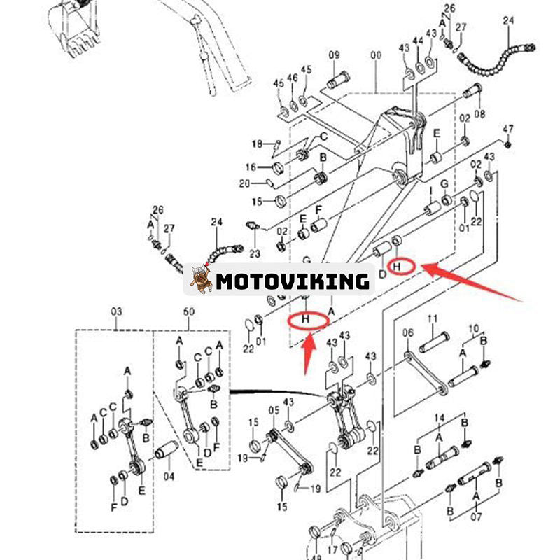 Armbussning 4332287 för Hitachi EX200-3 EX200-5 EX200SS-5 EX210H-5 ZX200 ZX225USR ZX330 ZX330-3 grävmaskin