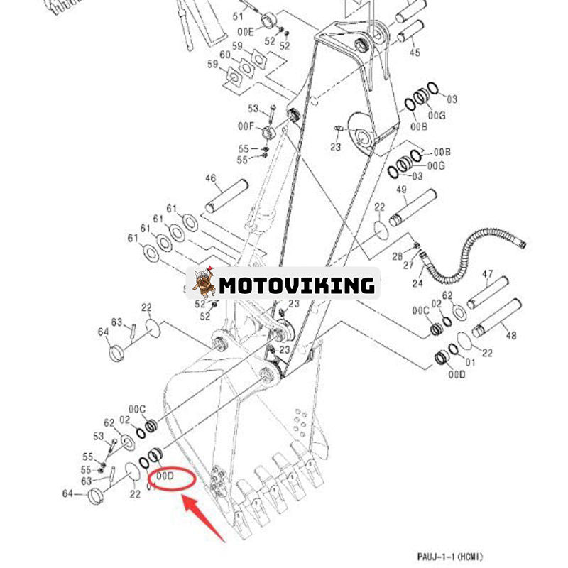 Armbussning 4409178 för John Deere 160C 160DLC 160GLC 180 180GLC 190DW 190GW 200CLC 200DLC 210 210G 220DW