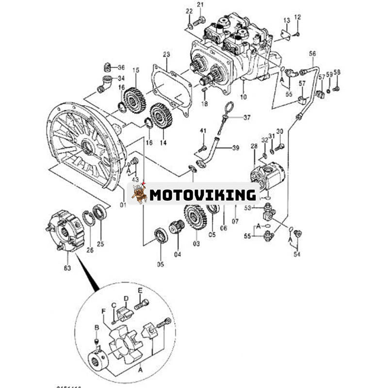 Pumpkoppling Assy 9151416 för HItachi EX120-5 grävmaskin