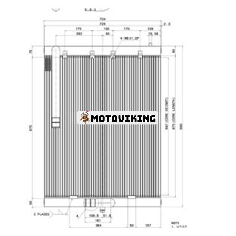 Oljekylare 2202-9061A-02 för Doosan grävmaskin S220LC-V S225LL S220LC-6