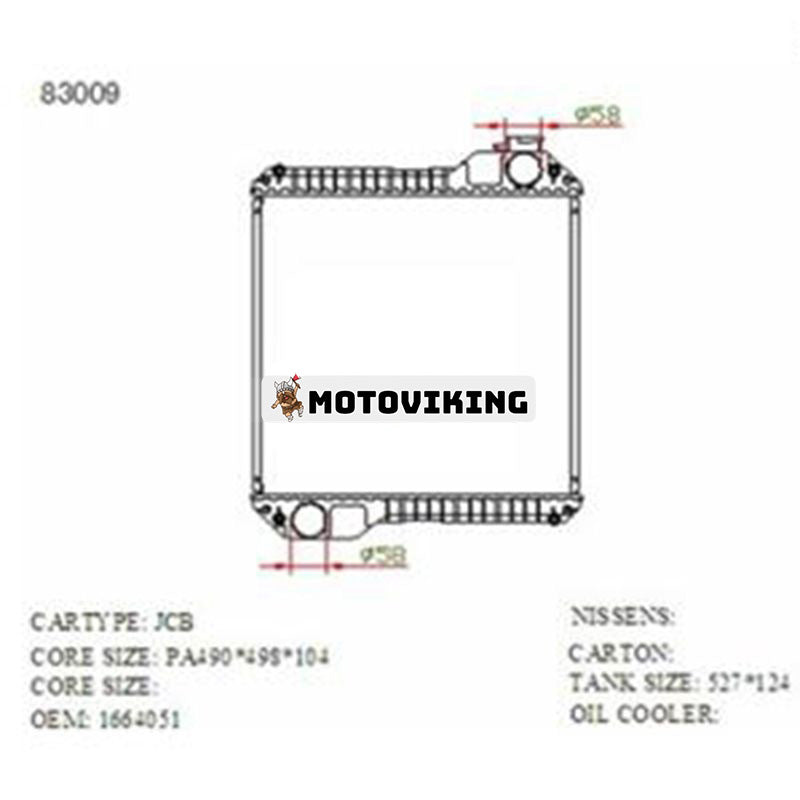 Vattentank Radiator Core Assy för JCB-002 490*500*104mm