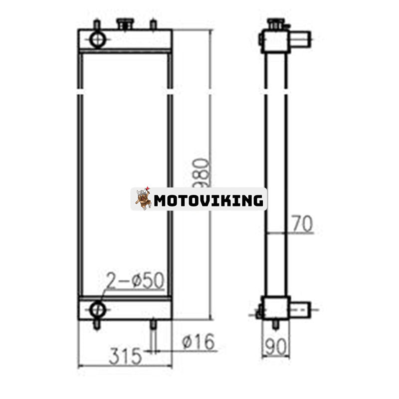 Vattentankkylare KNH10450 för Sumitomo grävmaskin SH130-5