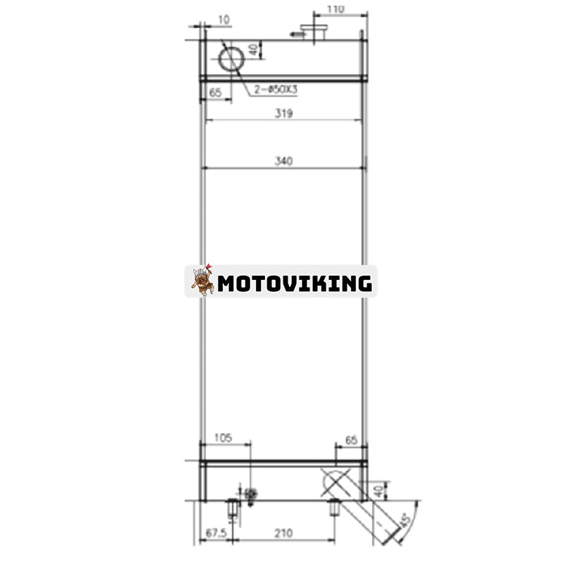 Vattentankkylare 22U-03-28410 för Komatsu grävmaskin PC228US-3