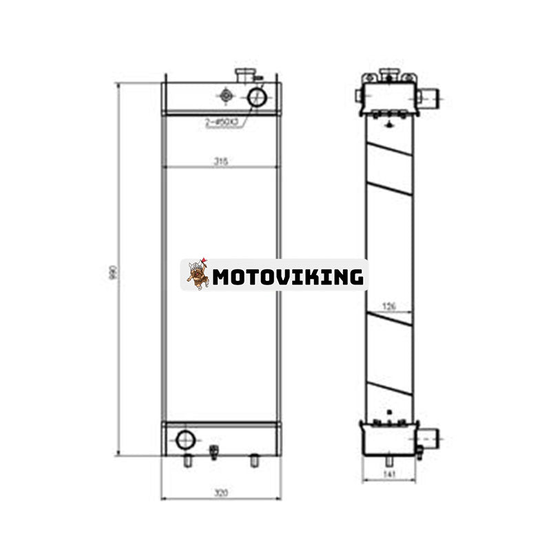 Vattentankkylare YN05P000585001 för Kobelco grävmaskin SK200-8