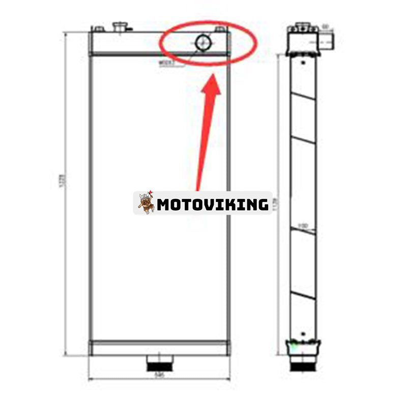 Vattentankkylare 425-03-32221 för Komatsu hjullastare WA500-6 Hål till höger