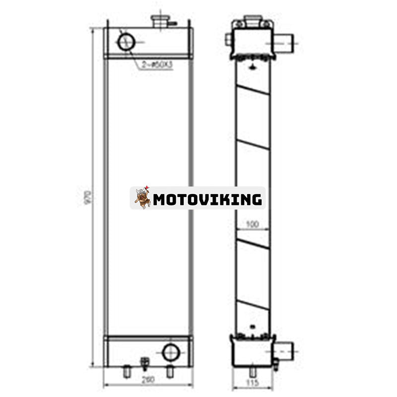 Vattentankkylare 22B-03-12111 för Komatsu PC138US-2 PC128US-2