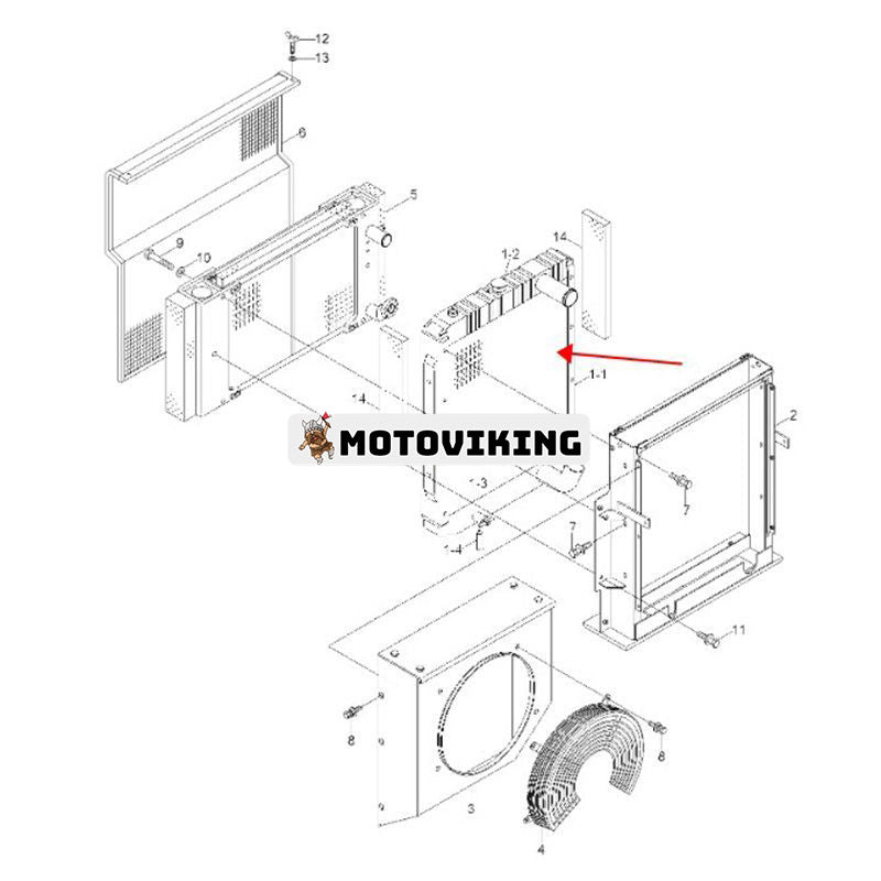 Vattentankkylare 11N9-43540 för Hyundai grävmaskin R320LC-7 R320LC-7A