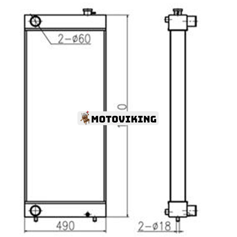 Vattenkylarkärna LN002080 LN002730 för CASE CX360B bandgrävare