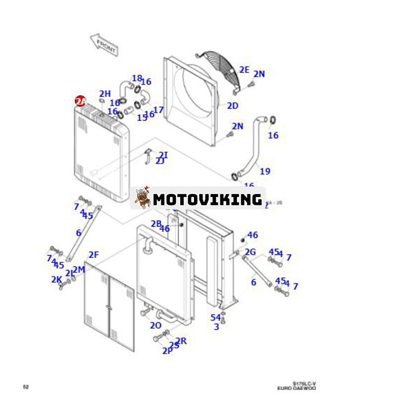 Vattenkylare 13C21000 för Doosan Grävmaskin Solar 175LC-V 170LC-V 160W-V 155LC-V 140W-V 160W-V