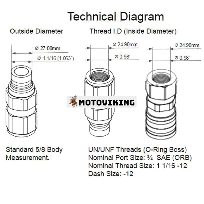 3/4" SAE - 5/8" Body Flat Face High Flow Hydraulisk snabbkopplingskoppling för Bobcat Kubota CASE JCB Thomas Gehl Volvo ASV Minid Steers