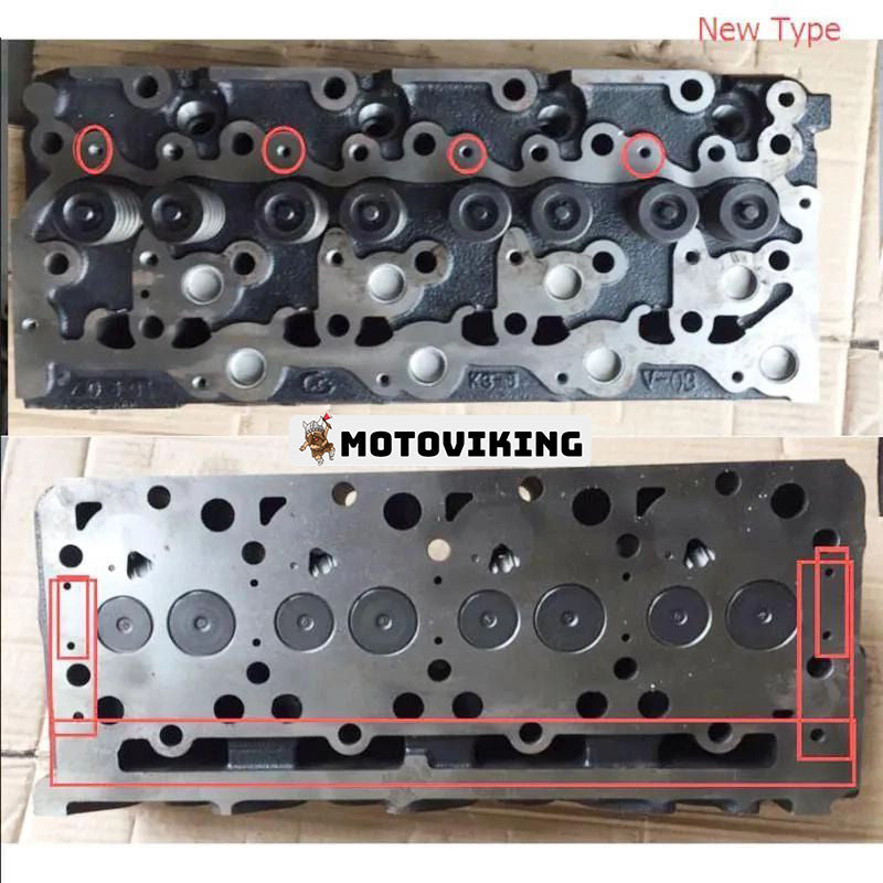 Motor V2403 V2403-M Komplett cylinderhuvud med ventiler och fjädrar för Kubota