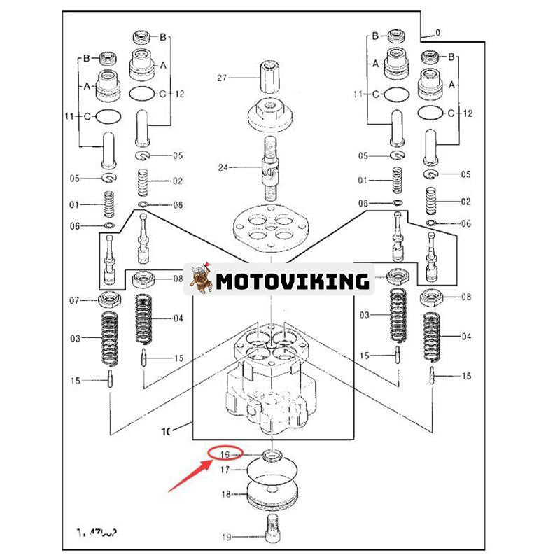 Pilotventiltätningsbricka 4286874 för John Deere 110 120 190 80 892 200LC 330LC