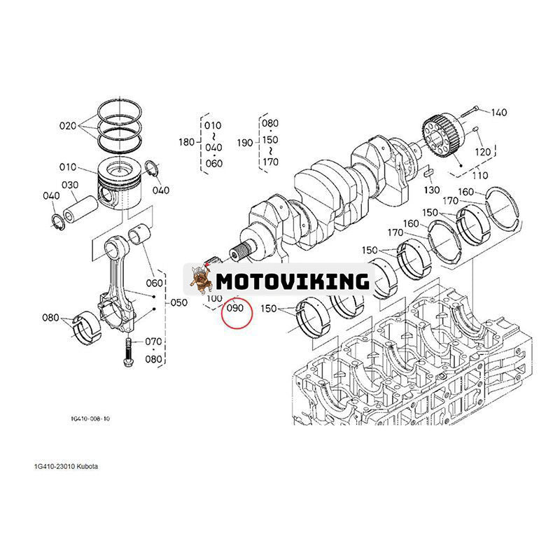 Vevaxel 1G410-23010 för Kubota Engine V6108