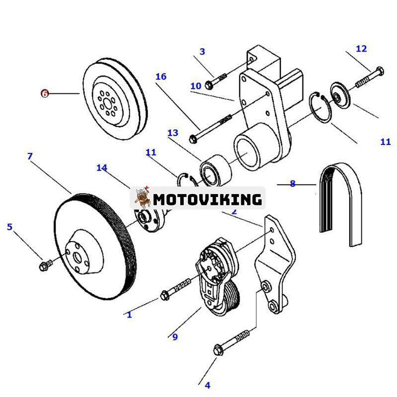 Tillbehör drivremskiva 6732-81-2810 för Komatsu 4D102E-1B 6D102-1-Z SAA6D102E-22A-8 SAA6D114E-2BB-VH PC200LL-6 PC220LL-6 PC250LC-6LE PC300LC-6LC