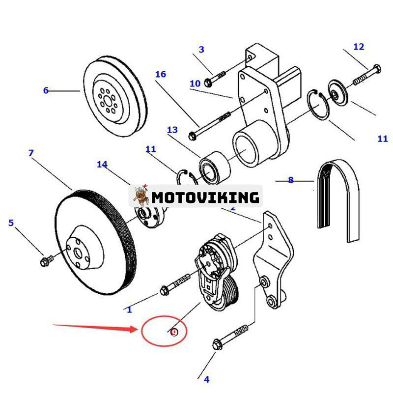 Remsträckare 6742-01-5271 för Komatsu PC300LC-6LC PC300HD-6LC PC300HD-6MH PC300LC-6LE PC300HD-6LE Grävmaskin S6D114E-1A S6D114E-1 SA6D114E-2 motor