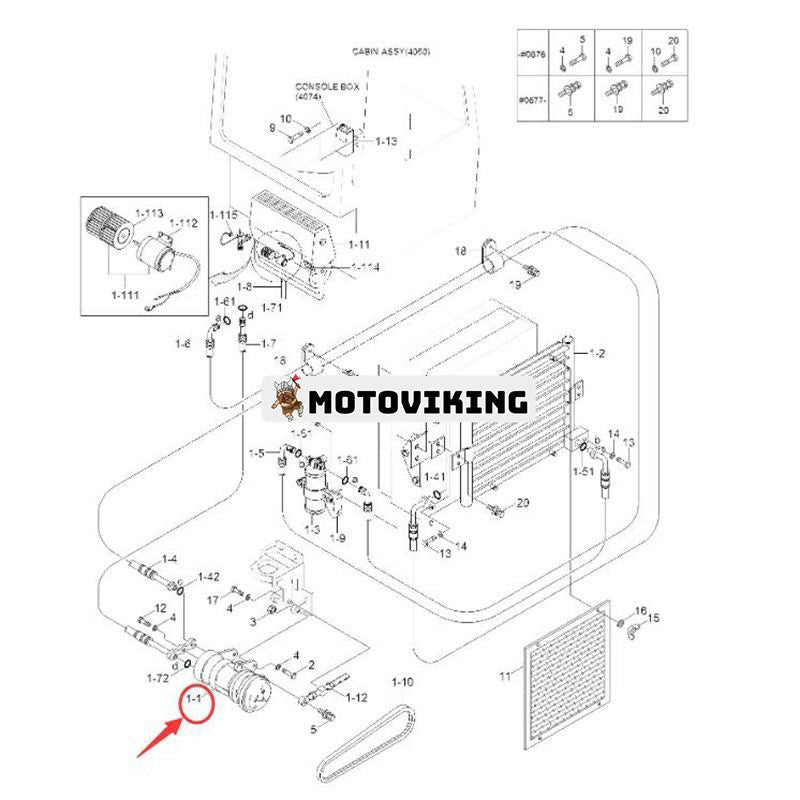 Luftkonditioneringskompressorenhet 11M6-54020 för Hyundai grävmaskin R55-3 R55W-3