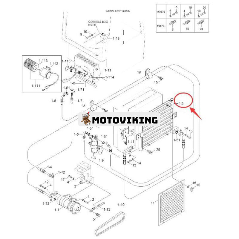 Luftkondensorenhet 11M6-54030 för Hyundai grävmaskin R55-3 R55W-3