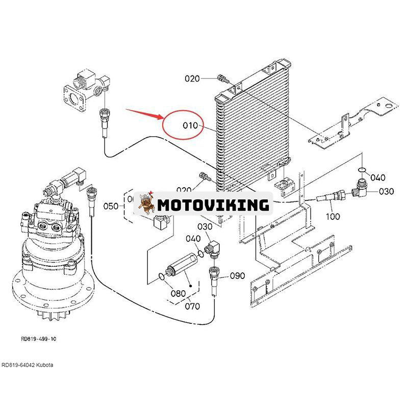 Oljekylare RD819-64042 för Kubota grävmaskin KX080 KX080-3S KX080-3MC KX080-4