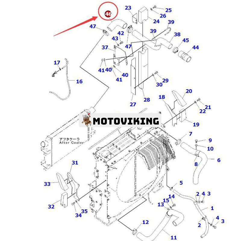 Kylslang 207-01-75270 för Komatsu PC300-8 PC300LC-8 PC350-8 PC350LC-8 PC360-8M0 PC390LC-8M0