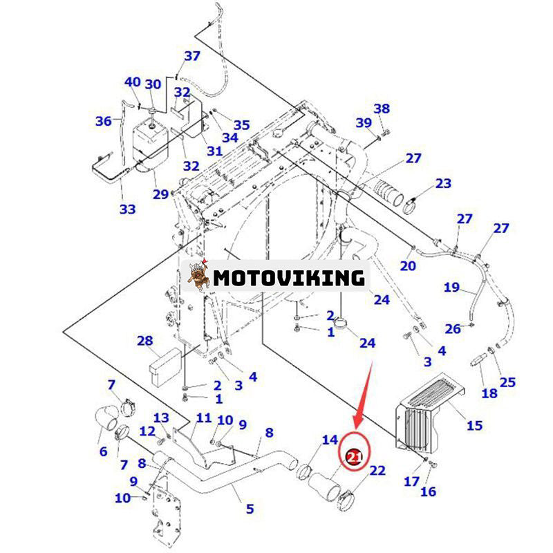 Luftkylslang 207-03-76430 för Komatsu PC300-8 PC300HD-8 PC300LC-8 PC350-8 PC350HD-8 PC350LC-8