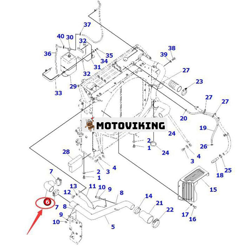 Intercoolerslang 207-01-75250 för Komatsu PC300-7E0 PC300HD-7E0 PC300-8 PC300HD-8 PC300LC-8 PC350-8 PC350LC-8