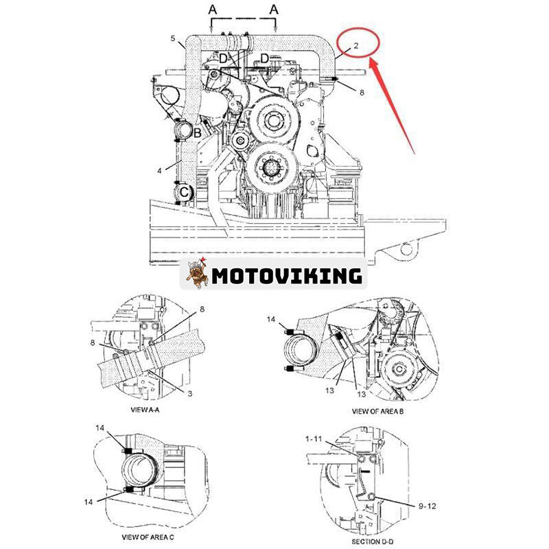 Luftslang 204-0902 för Caterpillar CAT E330C 330C Grävmaskin C-9 motor