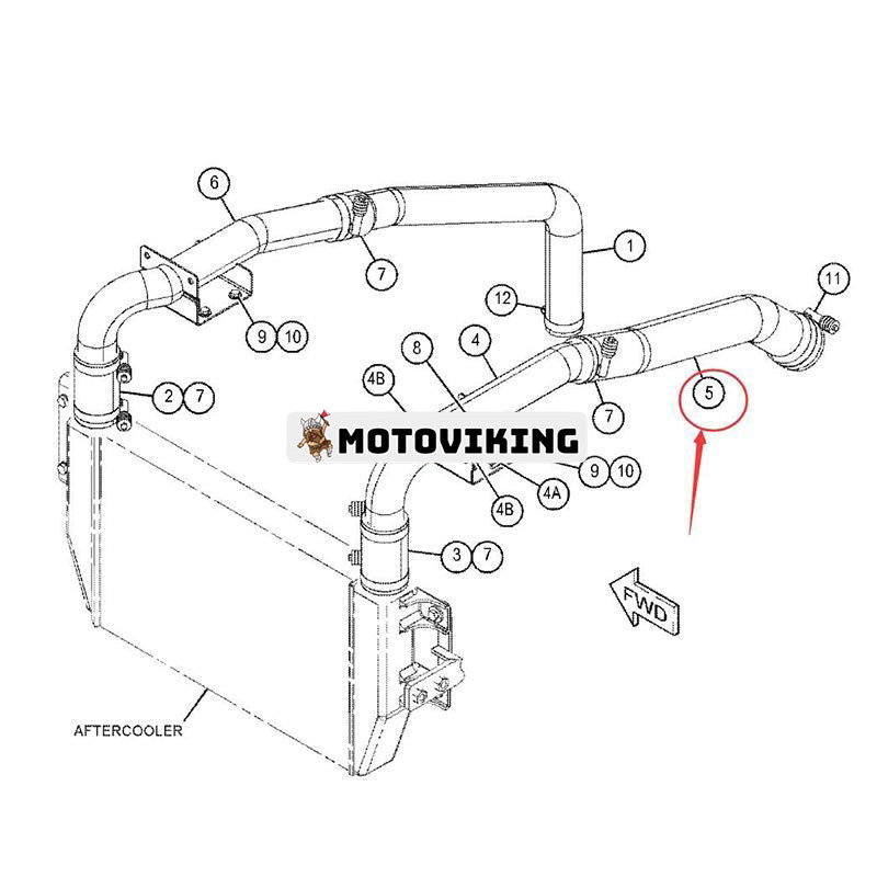 Kylslang 394-2229 för Caterpillar CAT E320D2 320D2 grävmaskin C7.1 motor