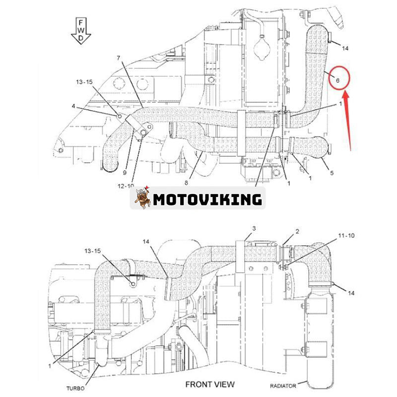 Luftslang 311-7438 för Caterpillar CAT E307D 307D E307E 308D minihydraulisk grävmaskin 4M40 motor