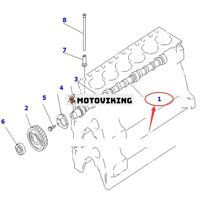 Kamaxel 6206-41-1302 för Komatsu 6D95L-1 motor