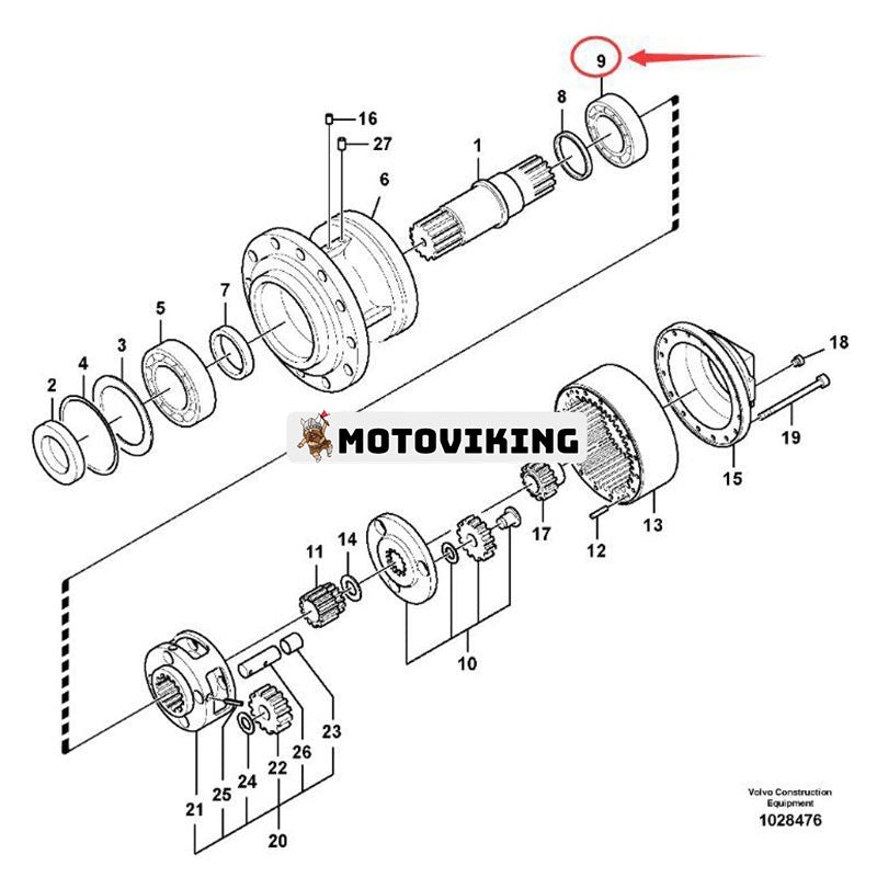 Lager VOE14640028 för Volvo EC240 EC290 EC330B EC360 EC380D EC700B