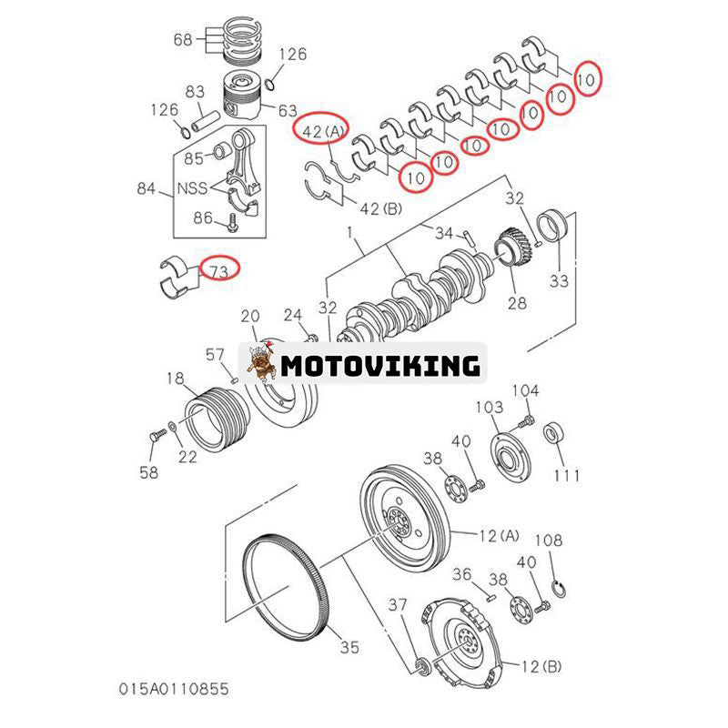 1 set Huvud- och vevstångslager & axialbrickor för Isuzu 4HK1 6HK1 Motor Hitachi John Deere JCB Grävmaskin