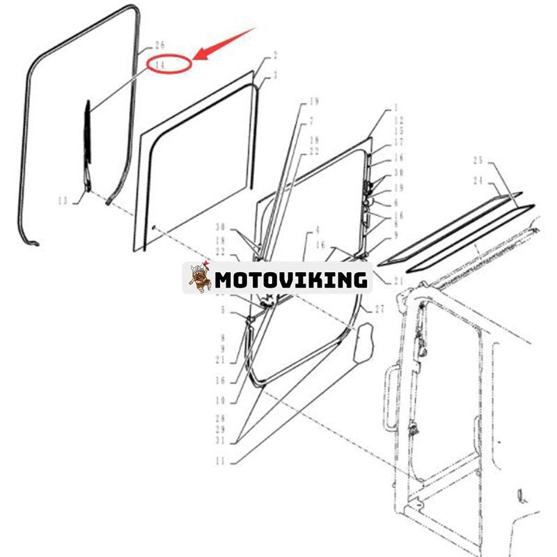 Torkarblad PY02C01105P1 för CASE CX55B CX55BMSR bandgrävare