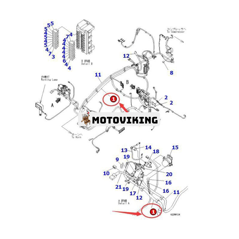 Ledningsnät 206-06-K1184 för Komatsu PC240NLC-8K PC240LC-8K PC290NLC-8K PC290LC-8K grävmaskin