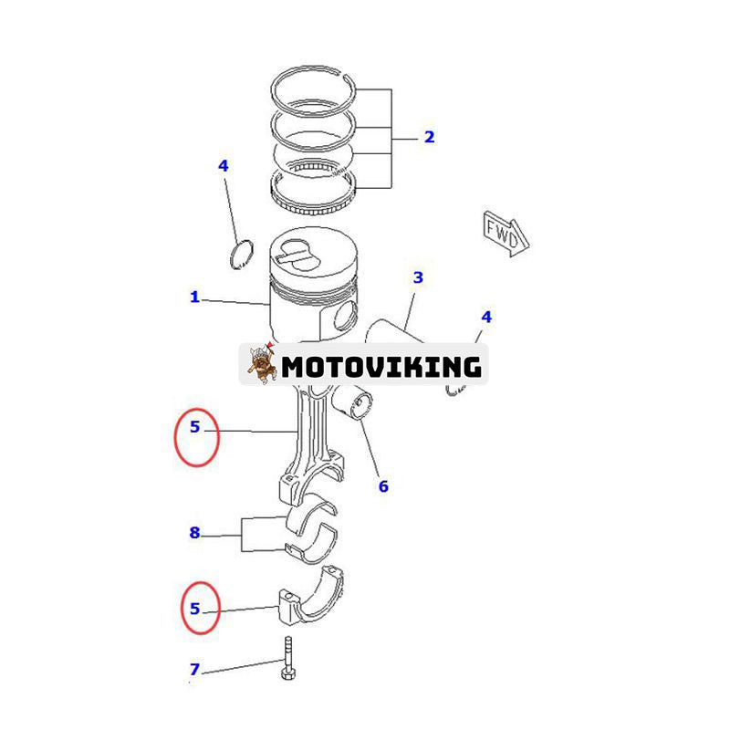 Vevstång YM119265-23100 för Komatsu 2D68E 3D68E motor PC12R-8 PC15R-8 grävmaskin