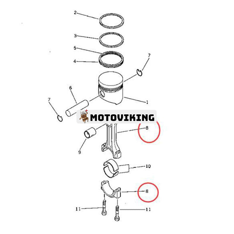 Vevstång YM705311-23100 för Komatsu 3D72-1 Engine SK04-1 Minilastare