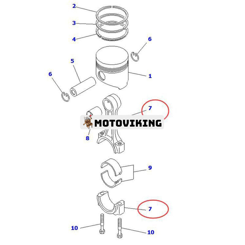 Vevstång YM729350-23100 för Komatsu 3D84-1 motor