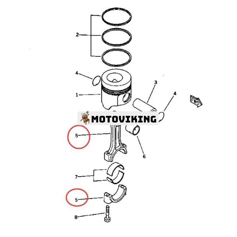 Vevstång YM729402-23100 för Komatsu 3D84 3D84E 4D84 4D84E 4D88 4D88E Motor PC30MR-2 PC30MR-3 PC35MR-2