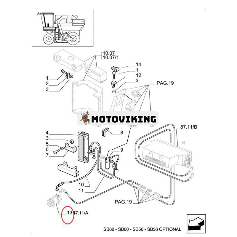 A/C Kompressor 5165548 för New Holland F100 F115 F130 F140 VM340 VM460