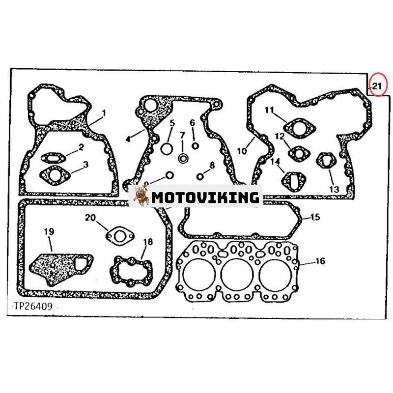 Översyn full packningssats RE501578 för John Deere 3029D 3029T 3029 2.9D 2.9T 2.9D/T