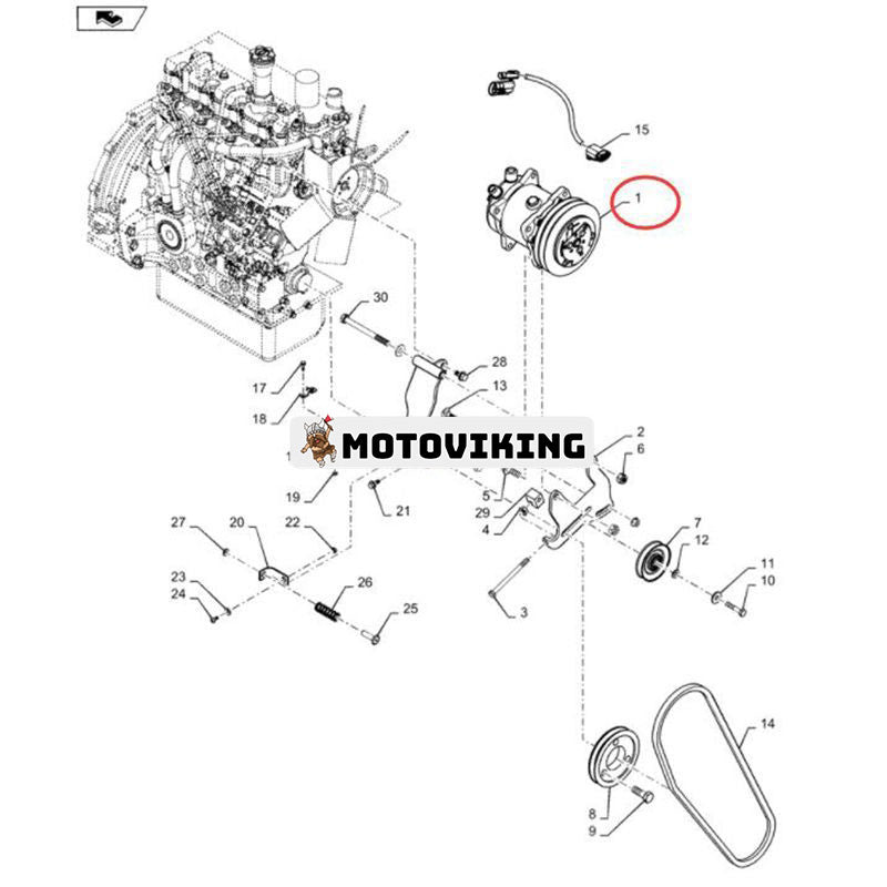 SD5H11 A/C Kompressor 47741863 84321962 för New Holland L218 L220 CASE SR175 SV185 Skid Steerr Loader