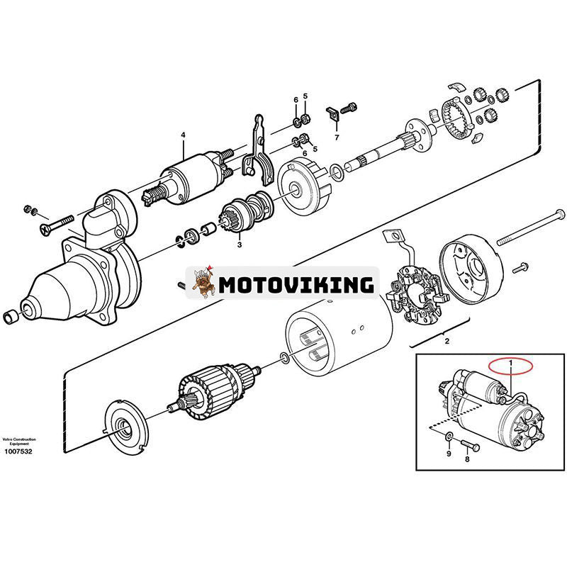 24V Startmotor VOE20405828 för Volvo BL60 BL61 BL61PLUS BL70 BL71 BL71PLUS