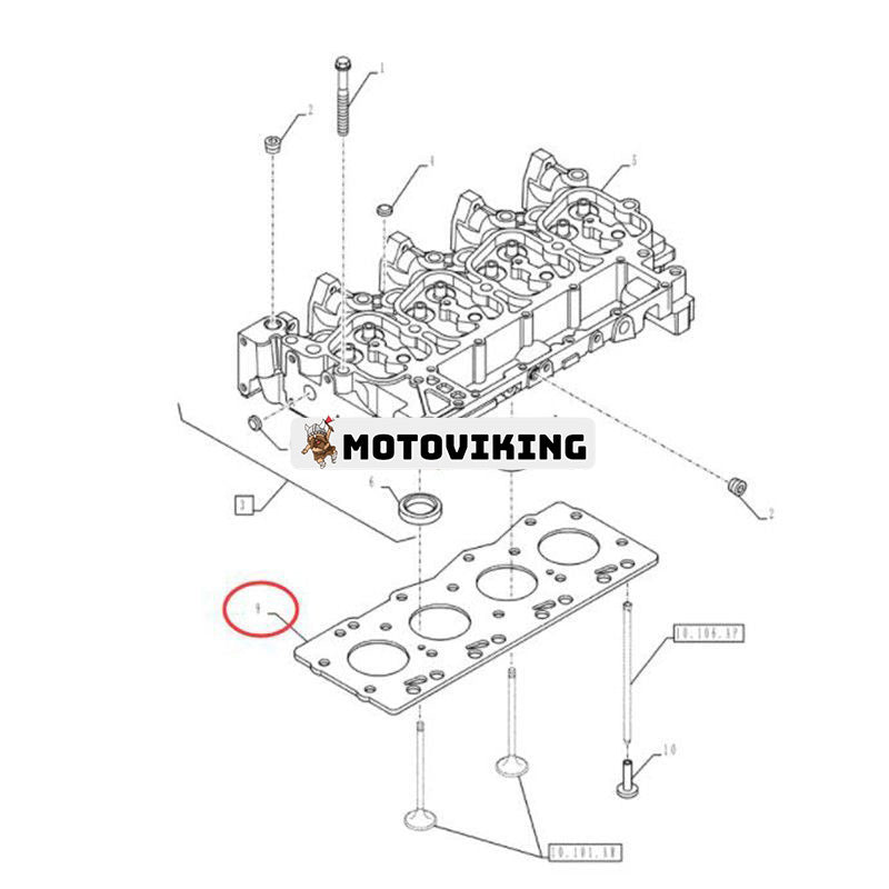 Topplockspackning 2830919 för CASE 440 450 445 465 430 586G 588G 650K 580M TX1055