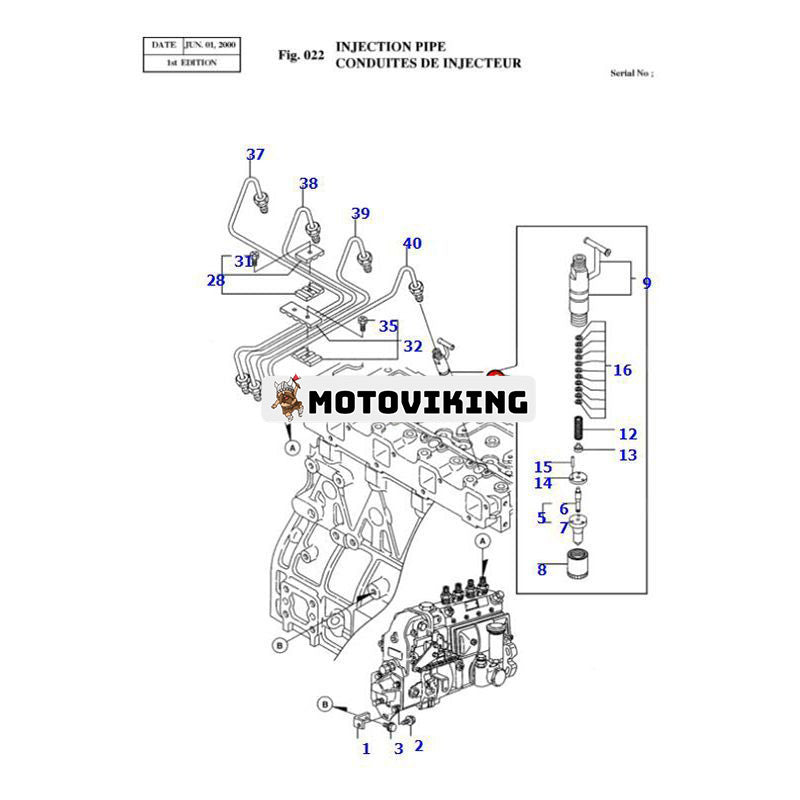 Bränsleinsprutare 729902-53100 för Yanmar industrimotor 4TNE94 4TNE98