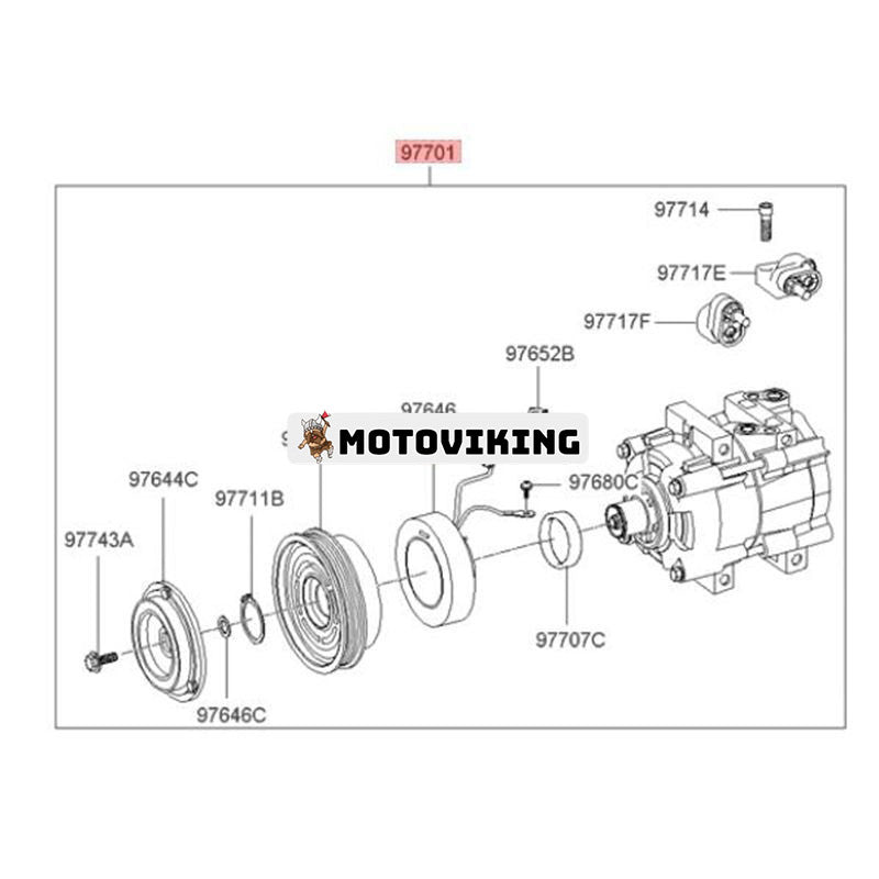 A/C-kompressor 97701-26010 58187 HS18 för 2001-2004 Hyundai Santa Fe 2,4L