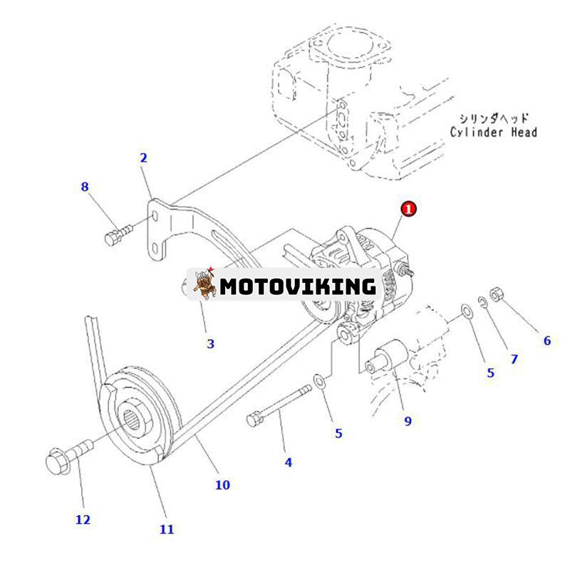 12V 40A Generator KT1K57464015 för Komatsu Engine 3D67E-2A 3D67E-1A-5A Grävmaskin PC18MR-3 PC16R-2 PC16R-3 PC14R-3 PC14R-2