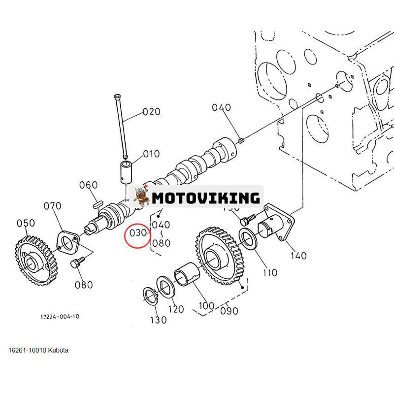 Kamaxel 16261-16010 för Kubota Engine D1105 Traktor B1700E B2100E B2400E B7500D B7510D BX22D BX23D