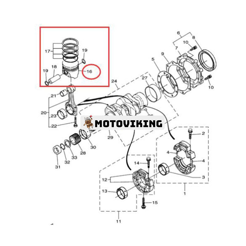 Kolvsats YF1-68512-11-14 för Yamaha Generator EDL7000SE EDL11000SE