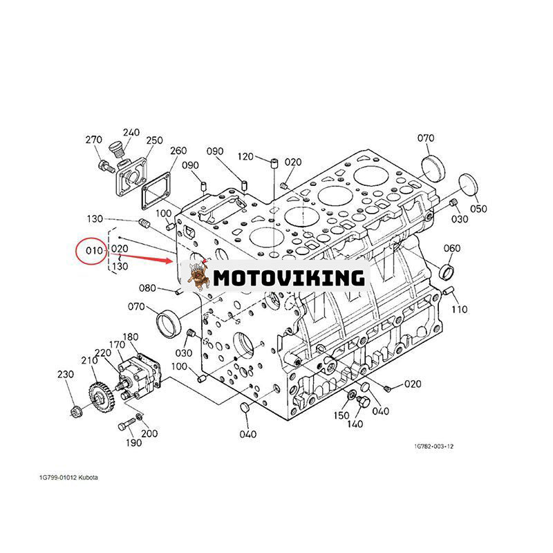 Cylinderblock 1G799-01012 för Kubota Engine V2203 traktor L4300DT L4300F L4400DT L4400F L4400H