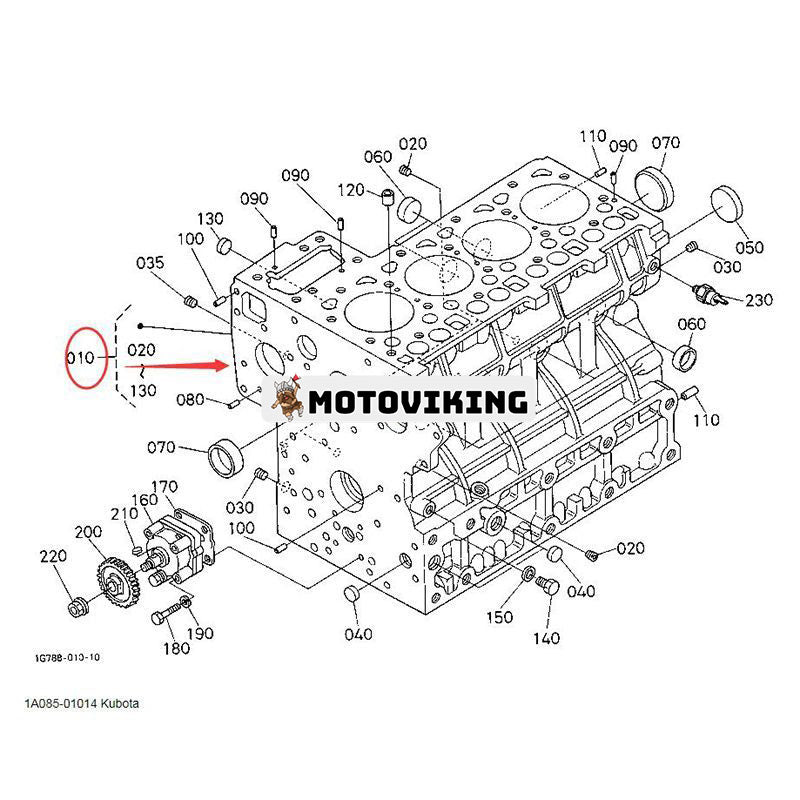 Blott cylinderblock för Kubota Engine V2403 Grävmaskin KX121-3 KX161-3 U45ST U45S U45-3 U45-3S