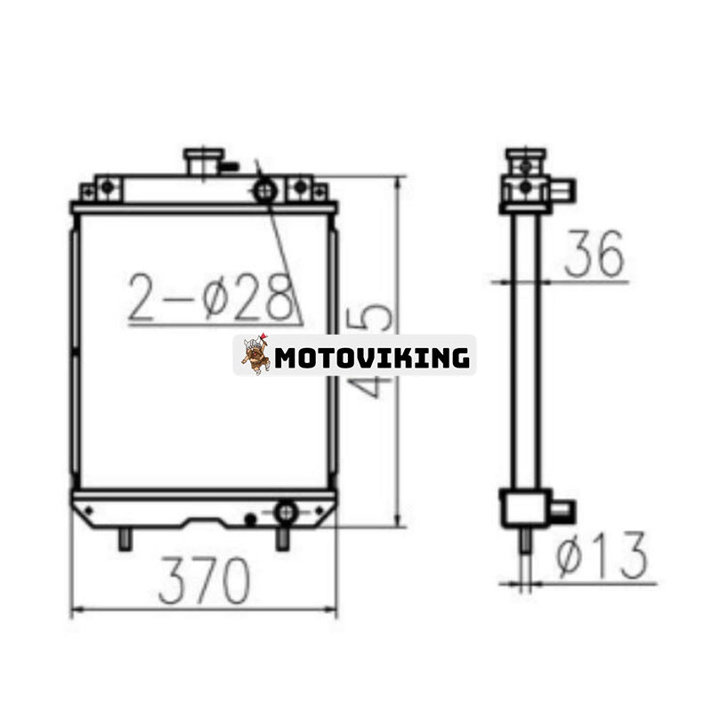 Vattentank Kylare Assy RA211-42300 RA21142300 för Kubota grävmaskin U15 U16 U17